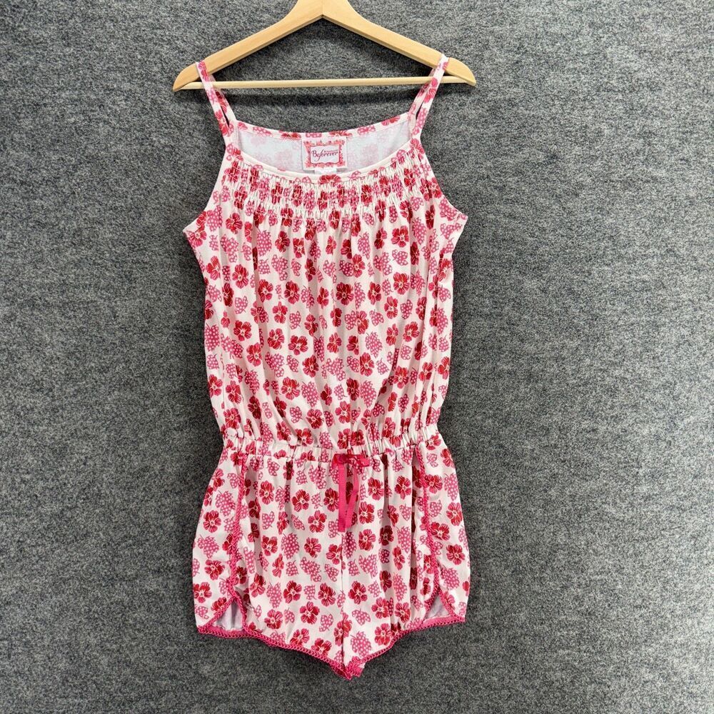 Beforever Jumpsuit Girls XL Pink Floral Drawstring Sleeveless Elastic Waist